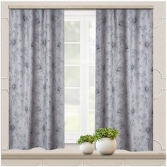 Портьеры Witerra Ромашки блэкаут на ленте 180 см 2 шт. серый