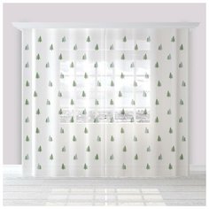 Тюль Этель Елочки на ленте 260 см белый/зеленый