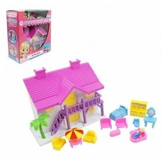 ИГРОЛЕНД Домик с мебелью и аксессуарами, пластик, 18 19 8см, белый