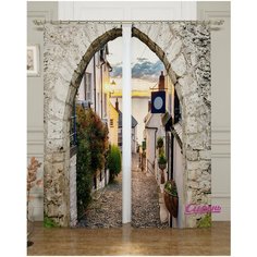 Фотошторы "Каменная арка", 145*260 2 шт. Сирень