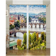 Фотошторы "Каскад мостов" ,145*260 2 шт Сирень