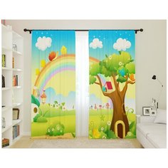 Фотошторы для детской "Прогулка по радуге", 145*260 2 шт. Сирень