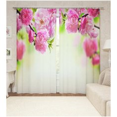 Фотошторы "Разновидность сакуры", 145*260 см, 2 шт. Сирень