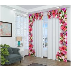 Фотошторы "Сердце из цветов", 145*260 см, 2 шт. Сирень