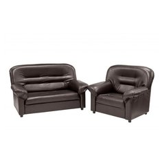 Диван офисный, Мягкий офис Экокожа комплект, темно-коричневый