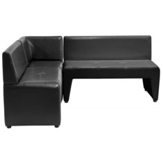 Диван угловой, Мягкий офис, Ритм четырехместный Экокожа Oslo, черный