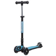 Самокат-кикборд Novatrack RainBow, подростковый, складной, широкие свет.колеса PU 120*90,ватер стикер, защитный кожух на руле, синий