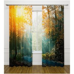 Фотошторы "Золотой сезон", 145*260 см, 2 шт. Сирень