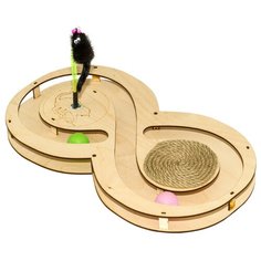 Игровой комплекс для кошек "Лучший друг" Восьмерка с шариками с игрушкой на пружине с когтеточкой из каната