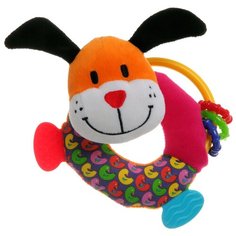 Прорезыватель-погремушка BONDIBON Кот/собака/слон ВВ1281 розовый/оранжевый/белый