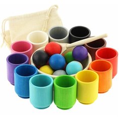 Развивающая игрушка Ulanik Шарики в стаканчиках Большие разноцветный