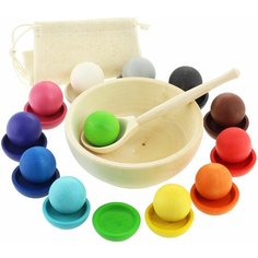 Развивающая игрушка Ulanik Шарики на тарелочках разноцветный