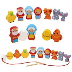 Шнуровка-сказка 2в1 "Курочка Ряба + Репка": 10 дет 3-6 см, шнурок Mapacha