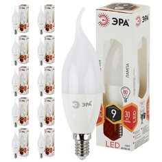 Лампа светодиодная ЭРА LED BXS-9W-827-E14 диод, свеча на ветру, 9Вт, тепл, E14, 10 шт ERA