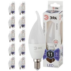 Лампа светодиодная ЭРА LED BXS-11W-860-E14 диод, свеча на ветру, 11Вт, хол, E14, 10 шт ERA