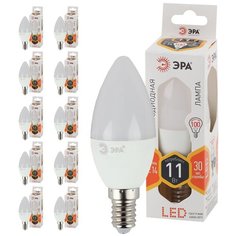 Лампа светодиодная ЭРА LED B35-11W-827-E14 диод, свеча, 11Вт, тепл, E14, 10 шт ERA