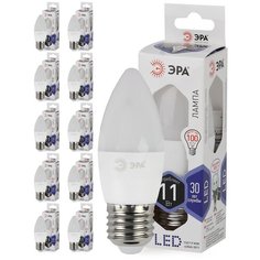 Лампа светодиодная ЭРА LED B35-11W-860-E27 диод, свеча, 11Вт, хол, E27, 10 шт ERA