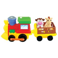 Интерактивная развивающая игрушка Kiddieland Поезд с животными, желтый/коричневый/красный