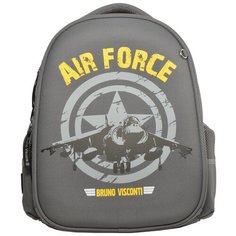 Рюкзак- облегченная капсула СЕРЫЙ с эргономичной спинкой "МИЛИТАРИ AIR FORCE" Bruno Visconti
