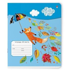 Тетради 24 листа в клетку "ВЕСЕЛЫЙ ЛИС". Набор 10 шт. Цена за 10 шт. обложка в ассортименте Альт