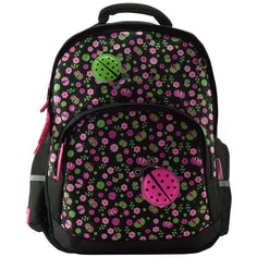 Рюкзак черный с эргономичной спинкой "БОЖЬИ КОРОВКИ.ЦВЕТЫ" Bruno Visconti