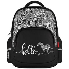 Рюкзак BrunoVisconti® классический черный с эргономичной спинкой «HELLO, ЗЕБРА» Арт. 12-002-125/01