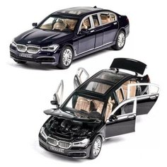 Металлическая машинка модель инерционная XLG M929G BMW 7 серии (синяя) 1:24 с звуком и светом