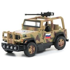 Внедорожник ТЕХНОПАРК военный со светом и звуком (CT1061(SL598MWB)) 1:43, 13 см, камуфляж бежевый