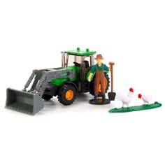Трактор ТЕХНОПАРК с фигуркой (U1407B-1) 1:64, 13 см, зеленый