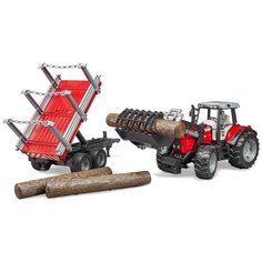 Трактор Bruder Massey Ferguson c манипулятором и прицепом (02-046) 1:16, красный/серый