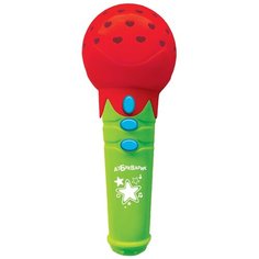 Азбукварик микрофон с огоньками Новогодние песенки красный