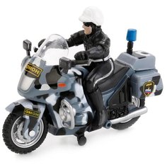Мотоцикл ТЕХНОПАРК ОМОН с фигуркой (CT-1247-7) 1:35, 17 см, серый/черный