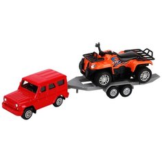 Набор техники ТЕХНОПАРК УАЗ с прицепом и квадроциклом (SB-16-39), красный/серый