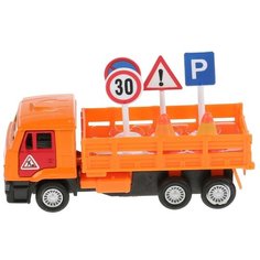 Машина Камаз 12см +дорожные знаки, Технопарк