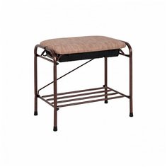 Подставка для обуви ЗМИ, 2-х полочная с бежевым сиденьем, с ящиком, цвет медный антик, 45х30х40 см