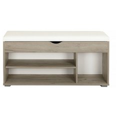 Тумба для обуви Лайт 08.58, размер Ш 105.5 х Г 31.5 х В 51 см, цвет Дуб Серый CRAFT, экокожа (Гранд Белый) Mobi