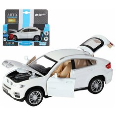 Машинка детская, металлическая, инерционная, Автопанорама, коллекционная, 1:32, BMW X6, белый, свет, звук, открываются двери