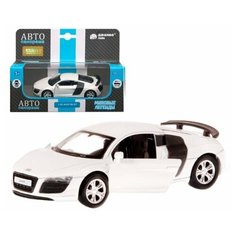 Машинка детская, металлическая, инерционная, Автопанорама, коллекционная, 1:43 Audi R8 GT, белый металлик, открываются двери