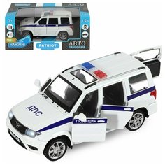 Машинка детская, металлическая, инерционная, Автопанорама, коллекционная, УАЗ "PATRIOT" ,Полиция, масштаб 1:26, открываются 4 двери,капот.