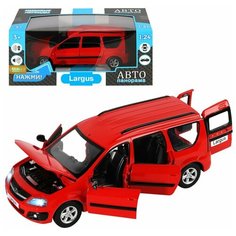 Машинка детская, металлическая, инерционная, Автопанорама, коллекционная, LADA LARGUS, масштаб 1:24, открываются 4 двери, цвет красный.