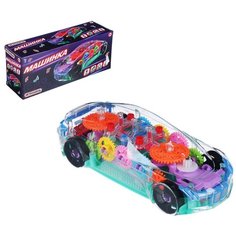 Машинка с прозрачным кузовом ИГРОЛЕНД, шестеренки, движение, 3АА, пластик, 8,5х20,3х6,3см