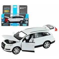 Машинка детская, металлическая, инерционная, Автопанорама, коллекционная, 1:32 Audi Q7, белый, свет, звук,открывающиеся двери