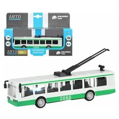 Машинка детская, металлическая, инерционная, Автопанорама, коллекционная, Троллейбус, масштаб 1:90 зеленый, чип на русском языке
