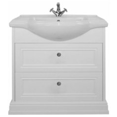 Тумба с керамической раковиной FOSTER 65, TS-F9065-C-W/T009-CR, ШхГхВ : 66х42х86 см., напольная, два ящика с доводчиками, цвет белый, ручки кнопки хром. Tessoro