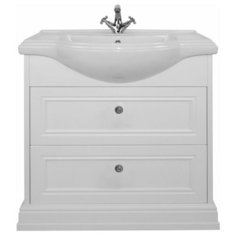 Тумба с керамической раковиной FOSTER 80, TS-F9080-C-W/T009-CR, ШхГхВ : 81х47,5х86 см., напольная, два ящика с доводчиками, цвет белый, ручки кнопки хром. Tessoro