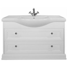 Тумба с керамической раковиной FOSTER 105, TS-F90105-C-W/T009-CR, ШхГхВ : 106х48х86 см., напольная, два ящика с доводчиками, цвет белый, ручки кнопки хром. Tessoro
