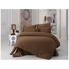Постельное белье евростандарт KARNA Perla, жаккард, 50 х 70 и 70 х 70 см, коричневый