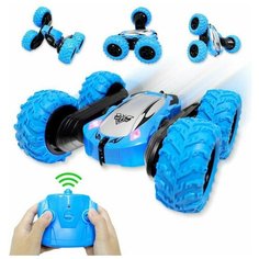 Машинка вездеход перевертыш на радиоуправлении DOUBLE SIDED STUNT CAR, цвет: синий JZL