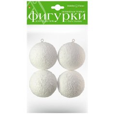 Пенопластовые фигурки. ЗАСНЕЖЕННЫЕ ШАРЫ С ГЛИТТЕРОМ. Ø 70 ММ, 4 ШТ. Hobby Time