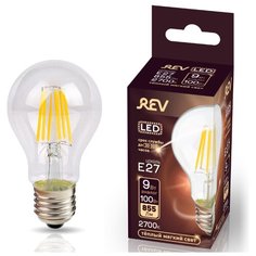 Лампочка светодиодная FILAMENT груша E27 9W 2700K теплый свет REV 32475 1